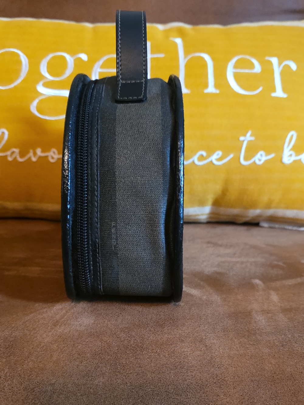 FENDI Black Striped Top-Handle Women’s cosmetic/ Make Up Bag (H) 6.5" X (W) 8.5" - Picture 3 of 9